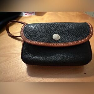 Dooney & Bourke Black and Tan Leather Wristlet